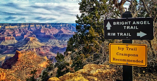 Signs give guidance along the Grand Canyon trails.
