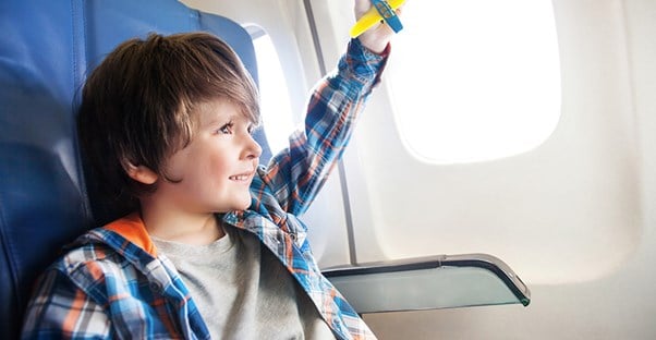 A child on his first airplane ride
