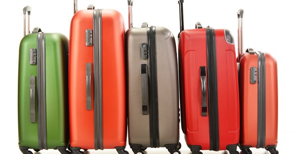 a row of suitcases is lined up