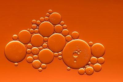 orange bubbles of ceramides and peptides