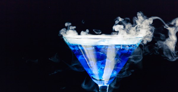 a drink containing dry ice