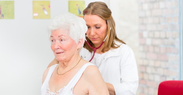 An elderly woman with a mucus plug